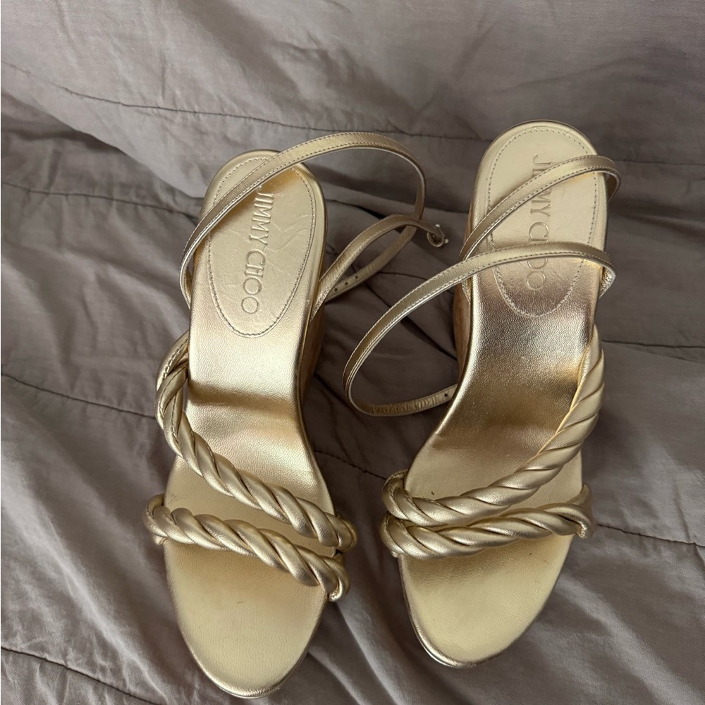 Jimmy Choo Gold Strappy Heels